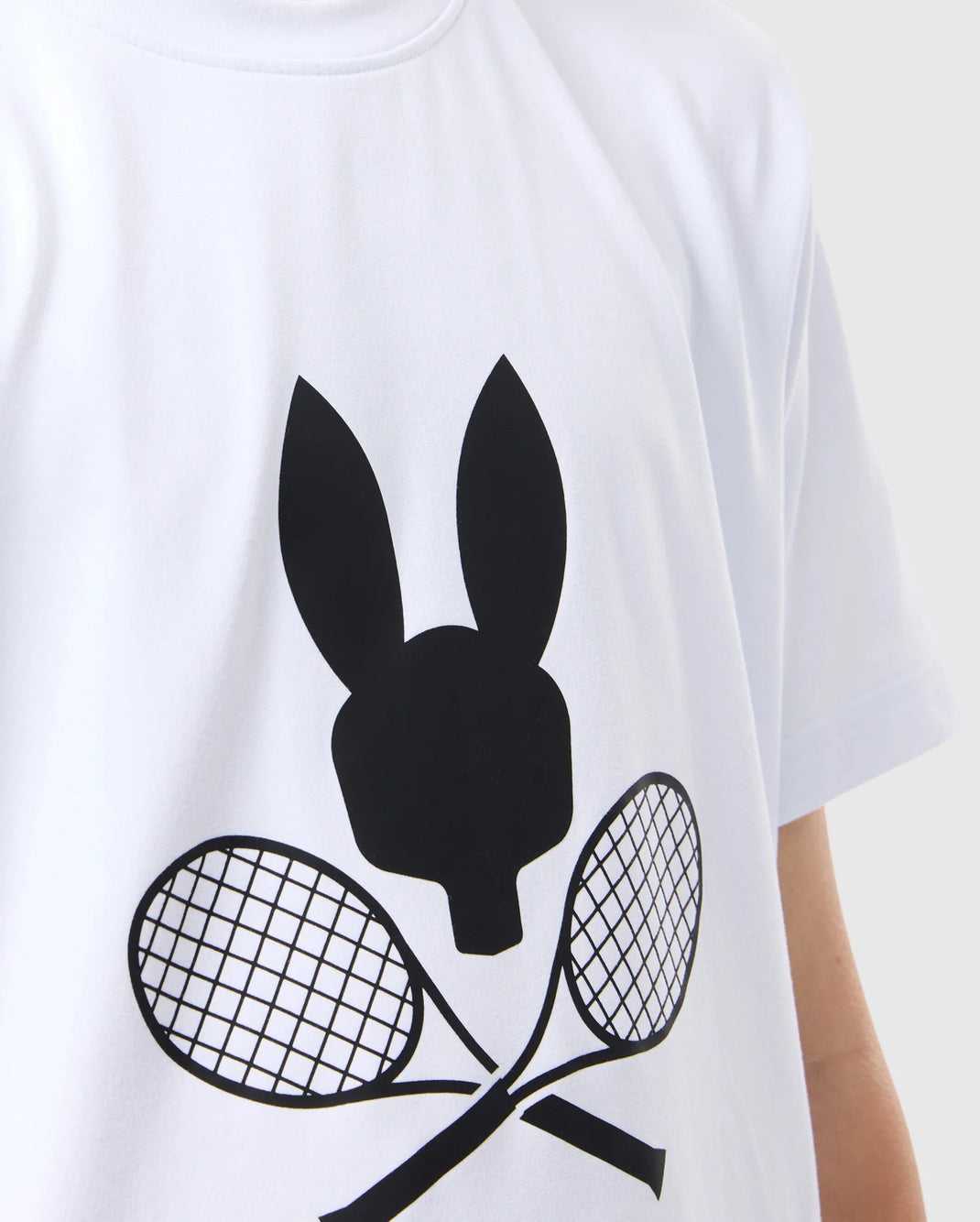 T Shirt Graphique Psycho Bunny Courtside Graphic Tee Blanche Homme | AUS-52576157